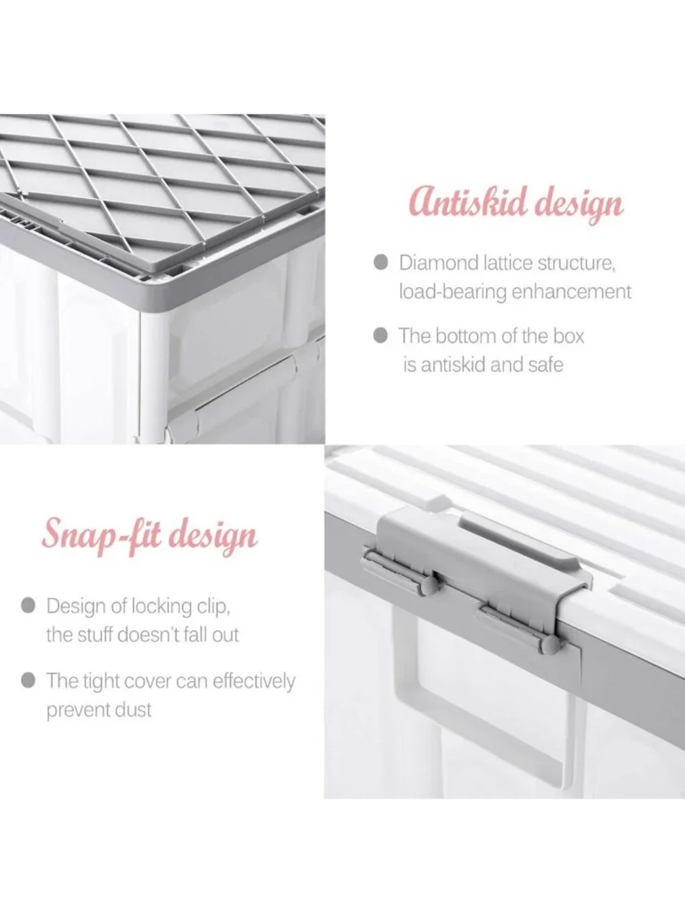 Collapsible Storage Bins with Lids 30L - Stackable Utility Crates for Home